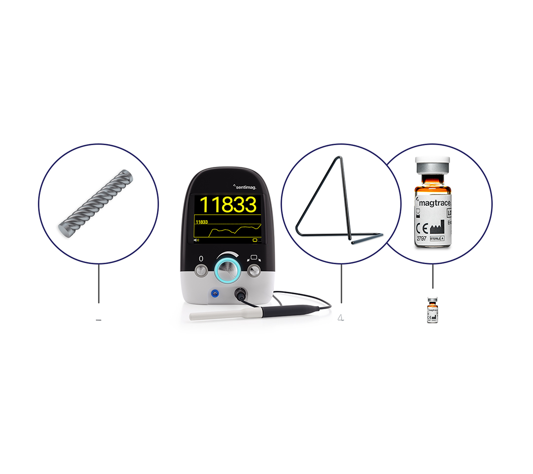 Medical device and tools on white background