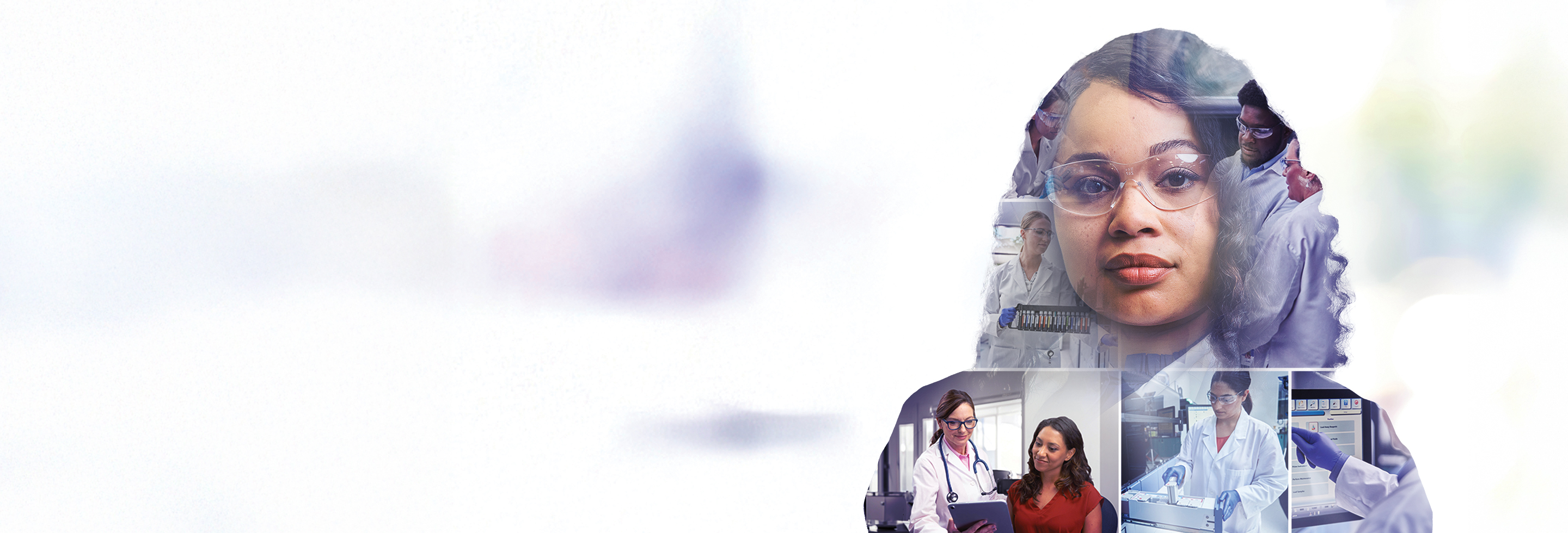 collage of lab technicians in a lab