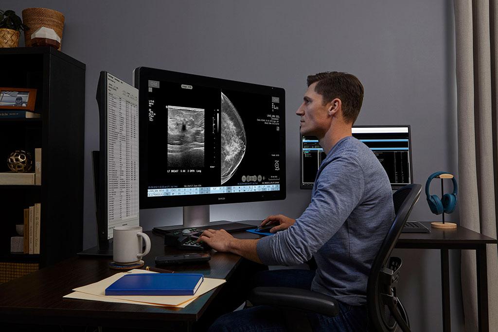 Provider looking at x-rays on monitor