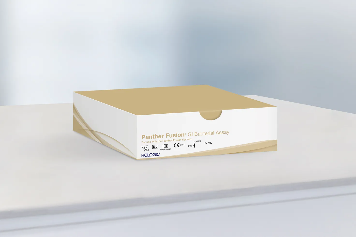 Assay box on table in a lab background